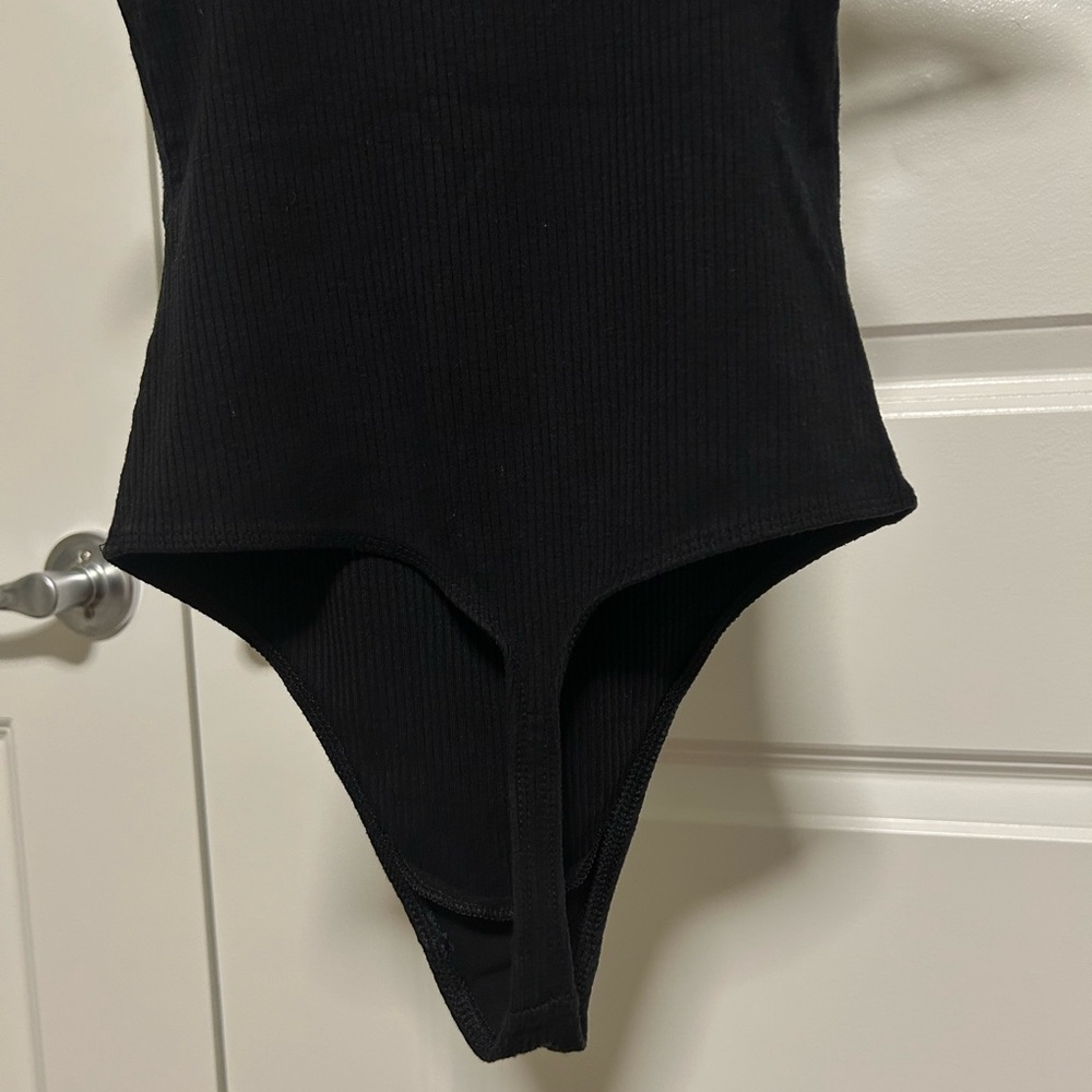 Sunday Best Black Ruffled Strap Ribbed Bodysuit - Picture 5 of 5
